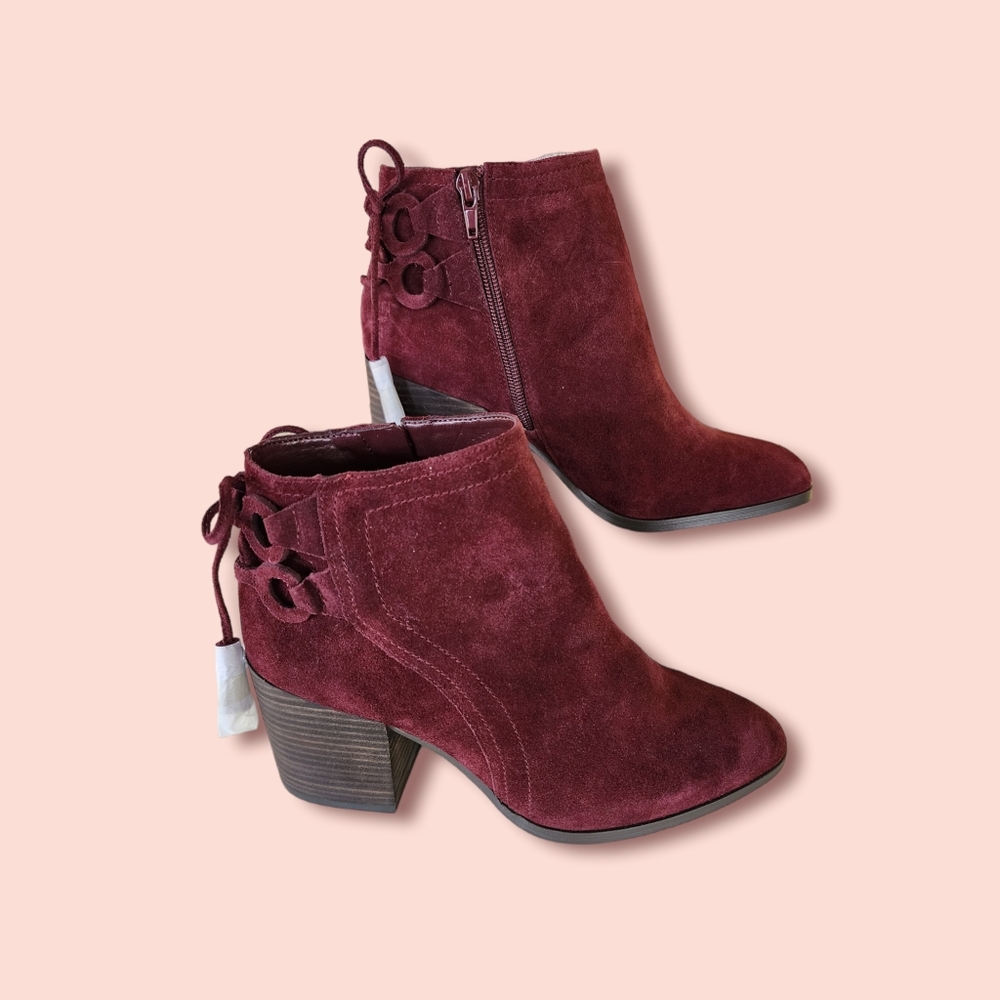 Vince Camuto Black Cherry Suede Boots, 9.5 W, new in box
